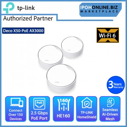 TP-Link Deco X50-POE AX3000 Whole Home Mesh Wifi 6 Router System With POE - 3 Pack